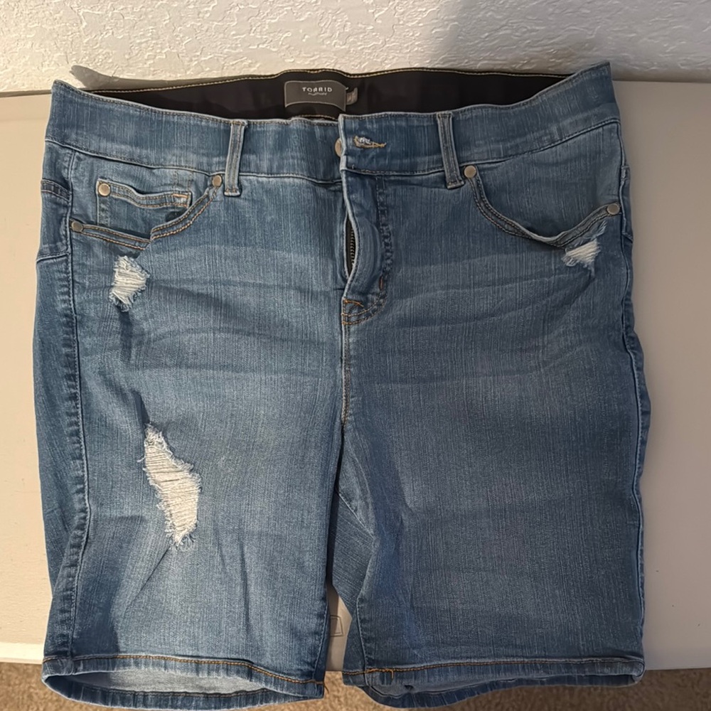 Torrid Blue Jean Shorts with Distressed Details